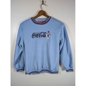 Vintage 90s Coca Cola Fleece Sweatshirt Size Small‎ Embroidered Snowman Winter